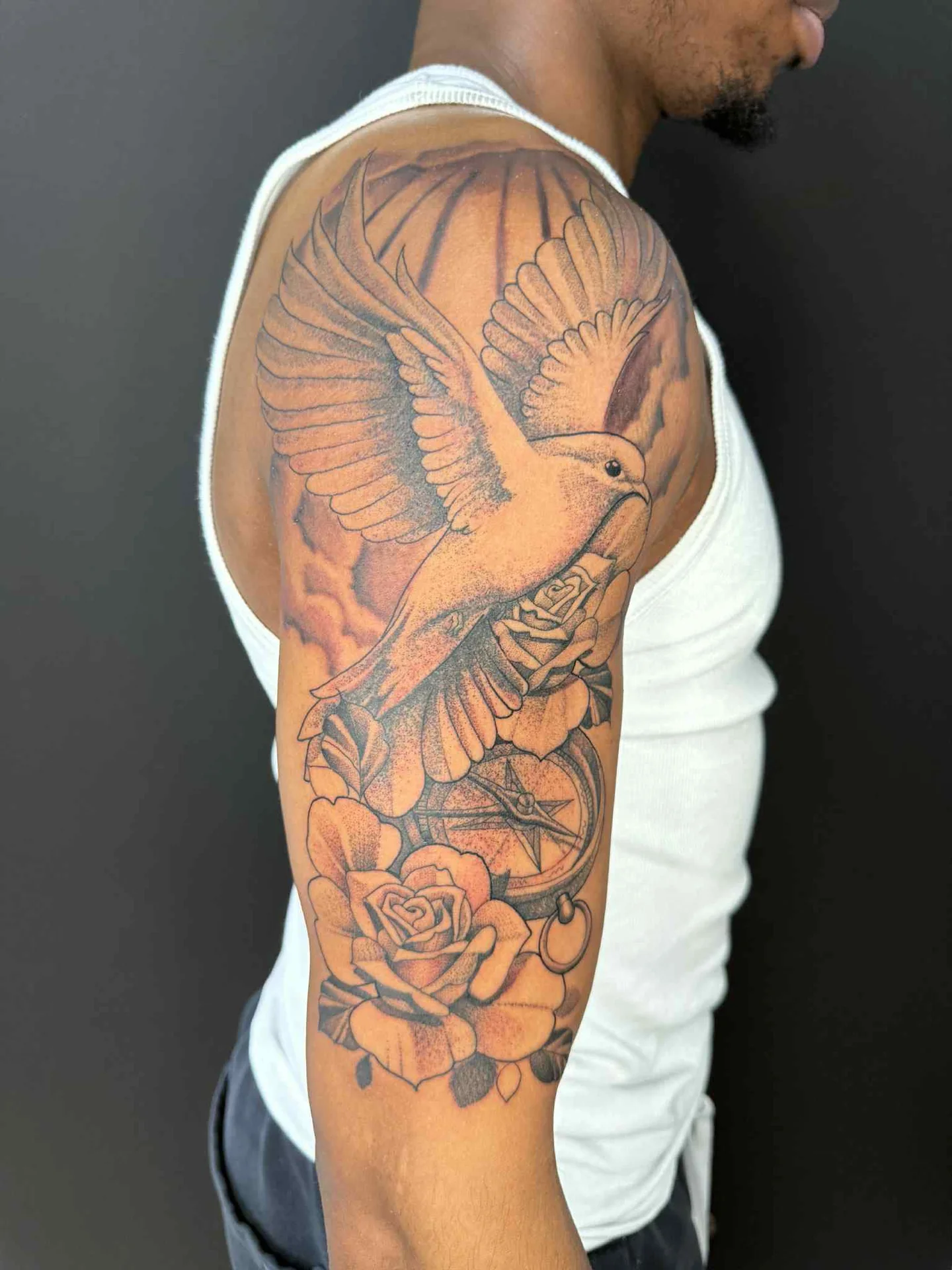 Black & Grey tattoo by Anthony (Buddha) Boudreaux - Cursed Ink Society artistry