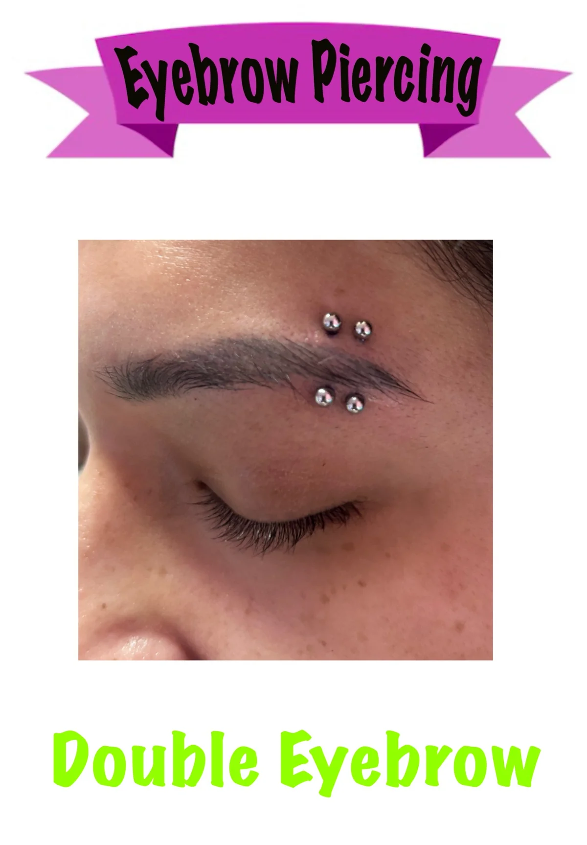 Eyebrow Piercings anatomy diagram showing piercing locations